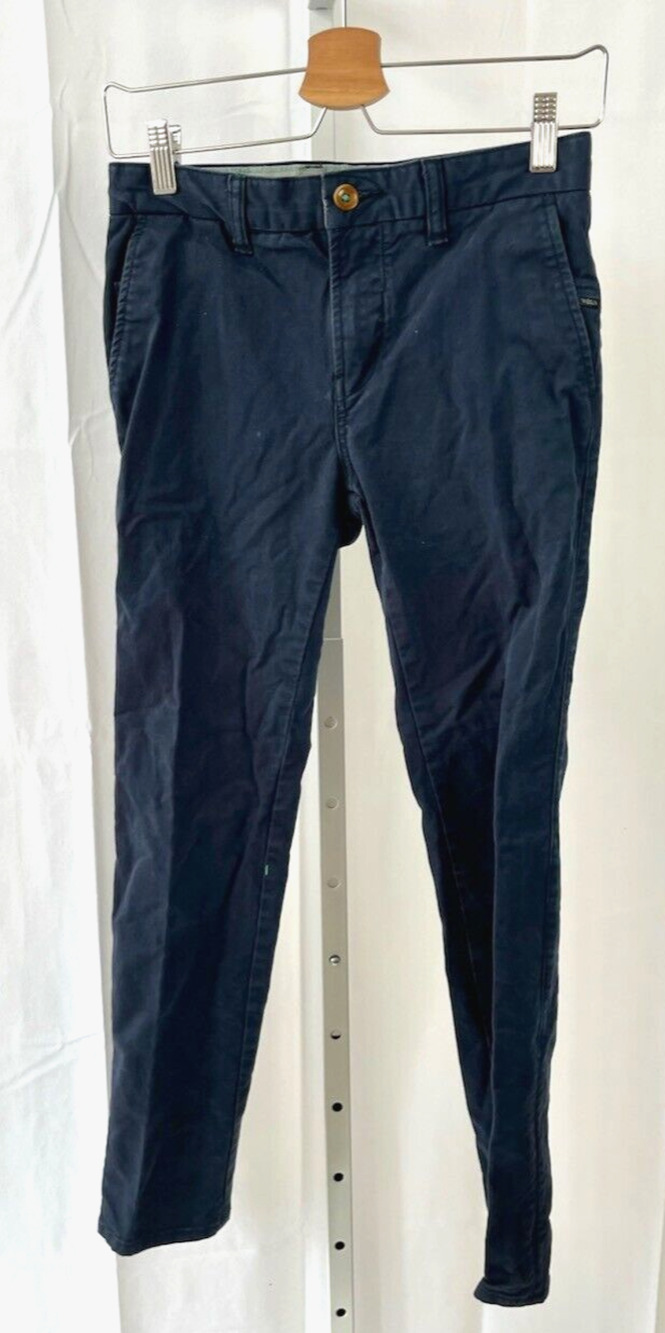 VISSLA Boys Size 27 High Tider Flat Front Zip Fly Cotton Chino Pants Navy Blue